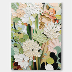 Abstract Flower Acrylic Painting 3D Floral Painting Framed Large Flower Wall Art Textured Floral Painting