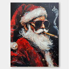 Texture Cool Santa Claus Christmas Portrait  Large Christmas Wall Art Vntage Santa Claus Holiday Decoration