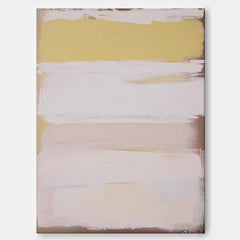 Large Minimalist Yellow White Painting Wall Art Abstract Texture Painting Yellow Minimalist Canvas Art