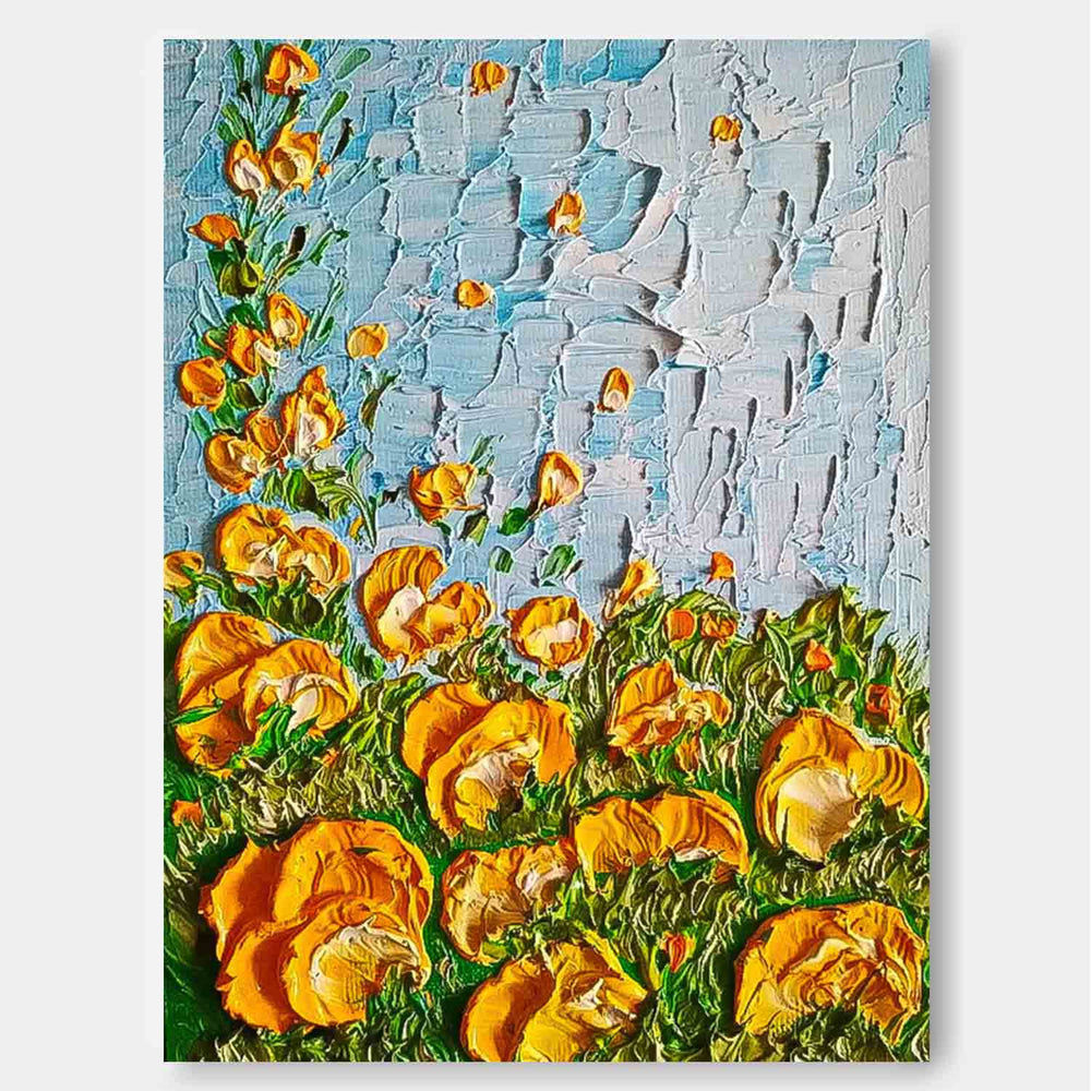 Original Floral Painting Large Textured Wall Art Abstract Flower Acrylic Painting On Canvas Custom Home Decor