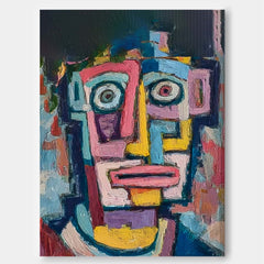 Large People Wall Art Color Abstract Portrait Oil Painting Canvas Original Humor Face Painting