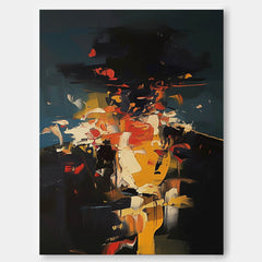 Black Series Large Portrait Painting Original Cool Man Wall Art Abstract Faceless Artwork For Living Room