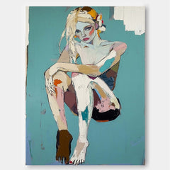 Woman Artwork Large Girl Portrait Painting Abstract Lady Painting Original Wall Art Framed For Living Room