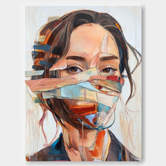 Coloful Lady Contemporary Artwork Abstract Woman Oil Painting On Canvas Original Texture Girl Wall Art