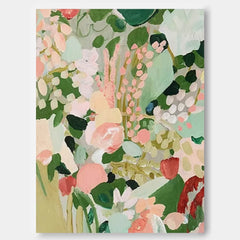 Original Abstract Floral Painting Green Flowers Acrylic Painting Canvas Large Textured Art For Living Room