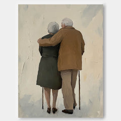 Original Contemporary Spouse Wall Art Large Man And Wife Acrylic Painting Framed Abstract View Of Back Artwork