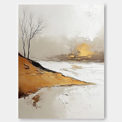 Vllage Landscape Artwork Abstract Scenery Oil Painting Framed Large Minimalism Wall Art Home Decor