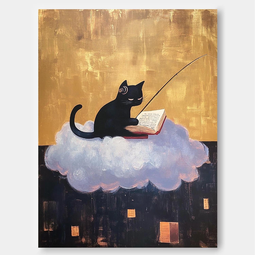 Personification Acrylic Painting Modern Cute Kitten Texture Animal Oil Painting Abstract Wall Art Decor