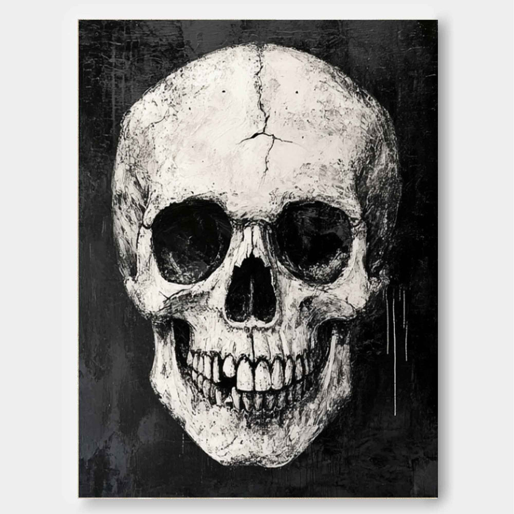 Original Abstract Wall Art Skeleton Painting Cool Tones Large  Acrylic Painting Framed Black Gothic Home Decor Artwork
