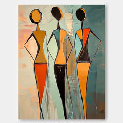 Large Line Portrait Artwork Abstract Woman Wall Art Original Lovely Acrylic Painting Canvas Framed