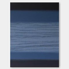 Original Wall Art Blue And Black Large Abstract acrylic painting Texture Minimalist Oil Painting On Canvas Home Decor