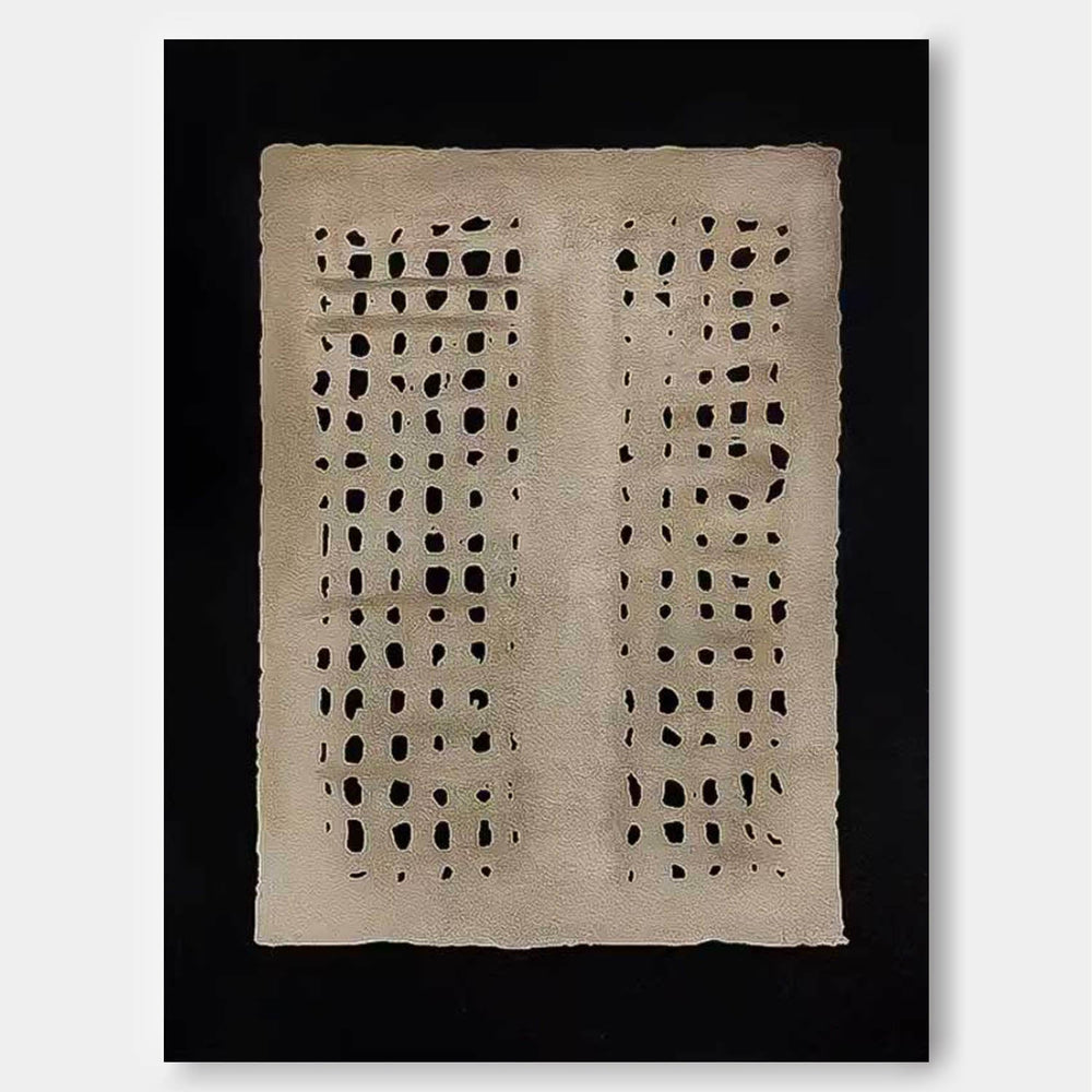 Minimalist Wabi-Sabi Wind Canvas Oil Painting Abstract Acrylic Painting Original Beige And Black Artwork