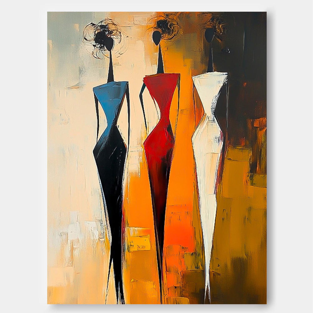 Original Elegant Lady Acrylic Painting Canvas Large Line Portrait Artwork Abstract Woman Wall Art Framed