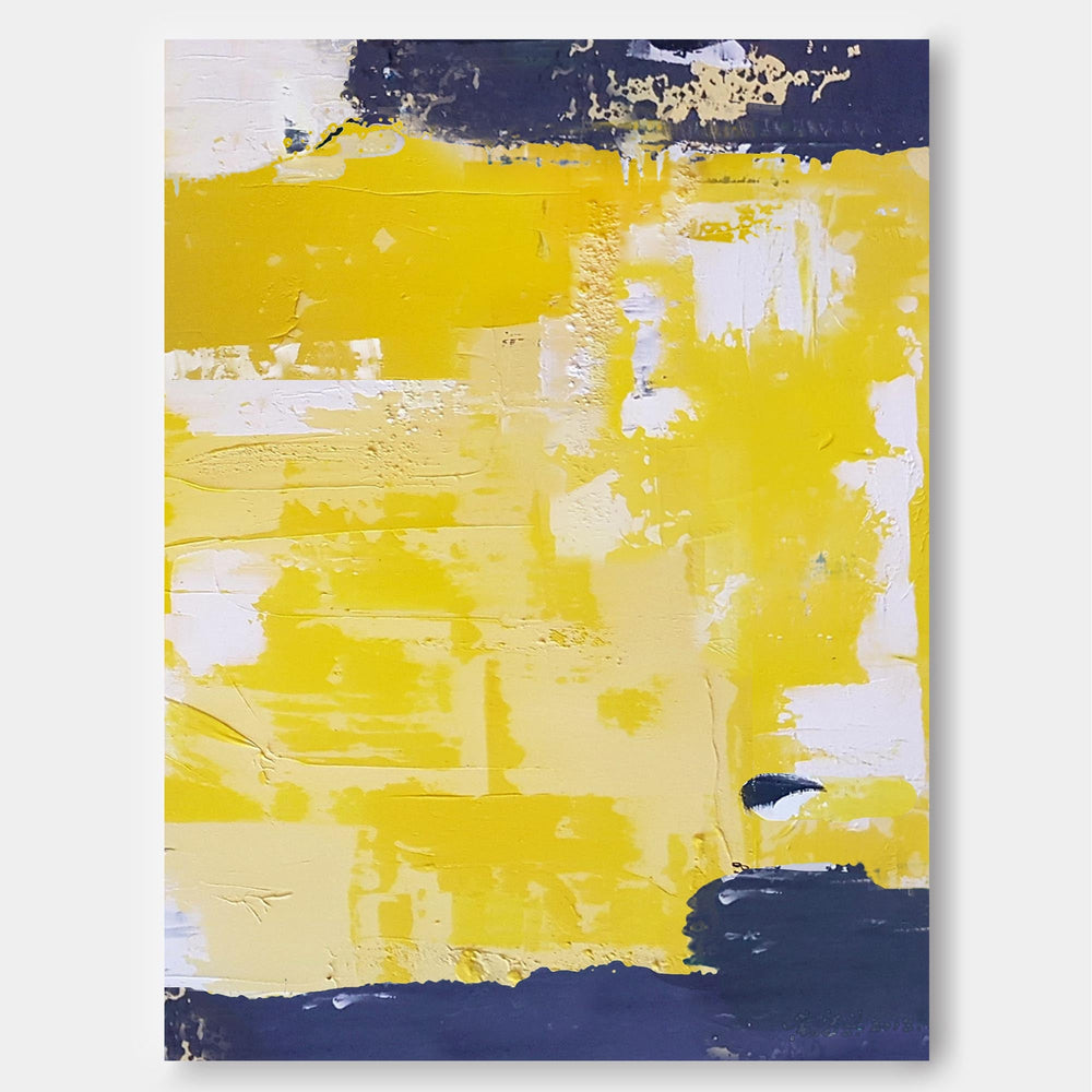 Modern Yellow Abstract Canvas Oil Painting Large Textured Painting Original Wall Art For Living Room