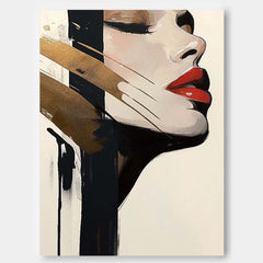 Original Texture Girl Profile Wall Art Abstract Advanced Face Oil Painting On Canvas Lady Modern Artwork
