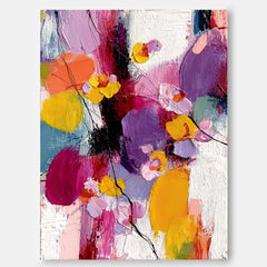 Large Color Flower Abstract Painting Canvas Original Graffiti Artwork Texture Plant Wall Art  Home Decor