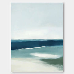 Seaside Landscape Artwork Abstract Offing Scenery Oil Painting Framed Large Wall Art Home Decor