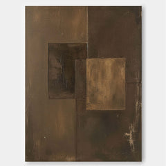 Brown Modern Minimalist  Wall Art Large Original Abstract Oil Painting On Canvas For Living Room