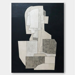 Abstract Geometric Black & White Wall Art Canvas Minimalist Decor Art Contemporary Painting For Art Enthusiasts