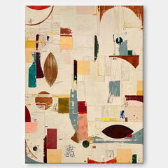 Mid Century Modern Minimalist Painting on Canvas Colorful Geometric Painting Organic Shape Art Custom Canvas Wall Art Living Room Painting