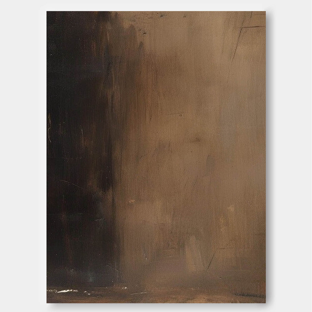 Brown Modern Minimalist  Wall Art Large Original Abstract Oil Painting On Canvas For Living Room