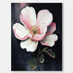 Flower Pastel Impasto Botanical Artwork Floral Painting on Canvas 3D Blossom Textured Wall Art Home Decor