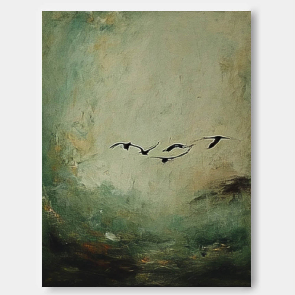 Original Nature Landscape Artwork Modern Green Wall Art Large Abstract Forest Oil Painting on Canvas