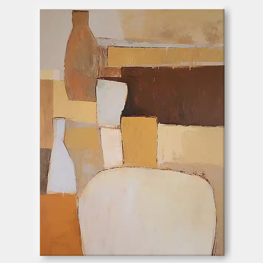 Original Abstract Oil Painting On Canvas Geometric Large Composition Artwork Framed Living Room Decor