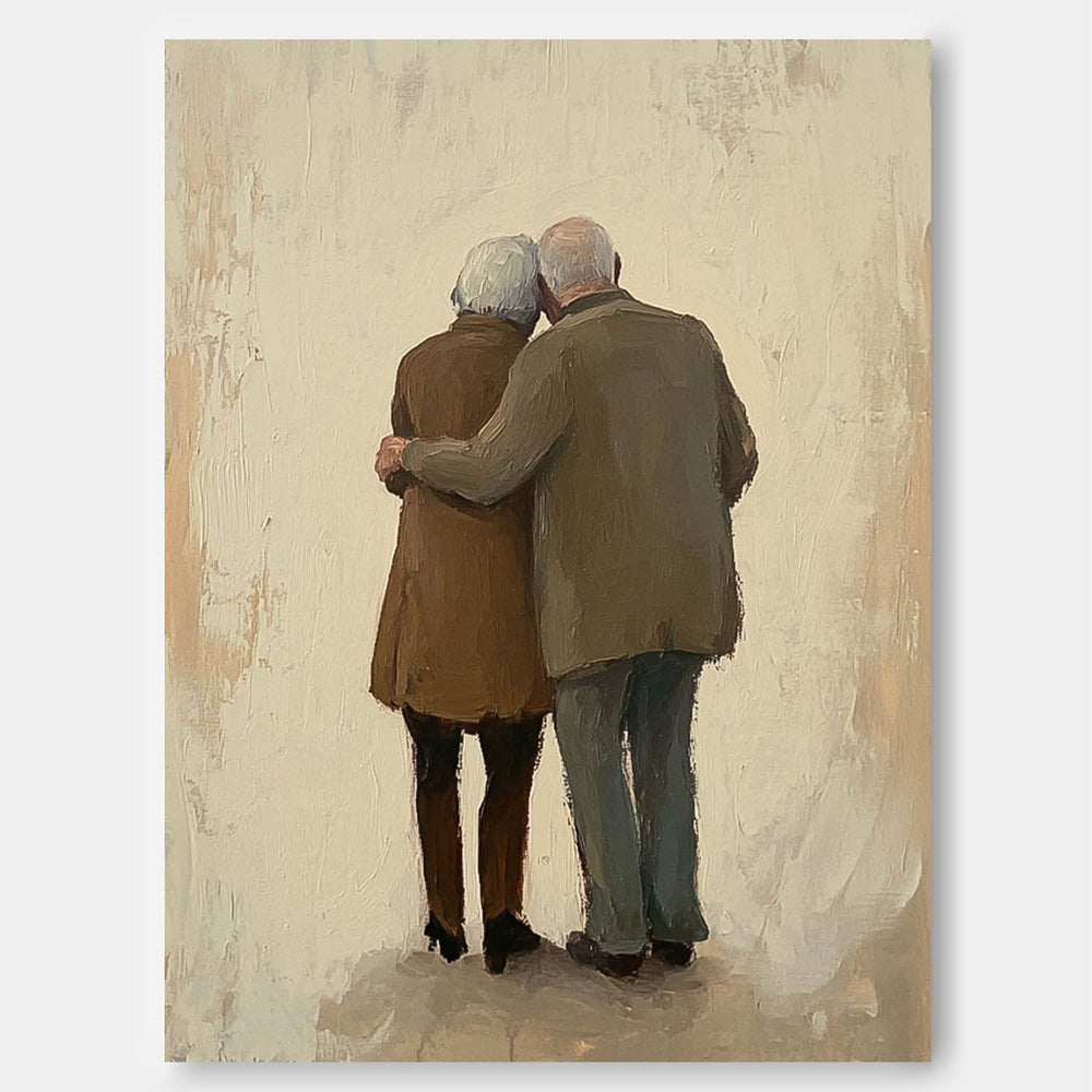 Large Man And Wife Acrylic Painting Framed Original Contemporary Spouse Wall Art Abstract View Of Back Artwork