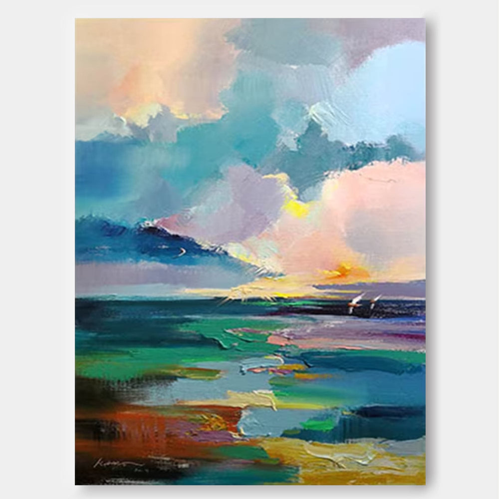 Large Landscape Painting On Canvas Abstract Modern Wall Art Acrylic Painting Living Room