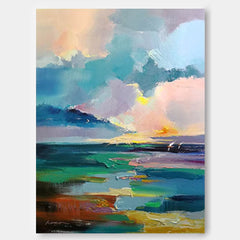 Large Landscape Painting On Canvas Abstract Modern Wall Art Acrylic Painting Living Room