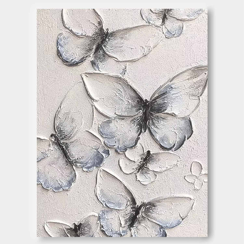 White And Blue butterfly Oil Painting Modern Texture Animal Oil Painting Impressionist butterfly Wall Art