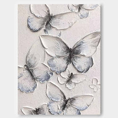 White And Blue butterfly Oil Painting Modern Texture Animal Oil Painting Impressionist butterfly Wall Art
