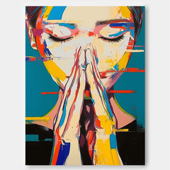 Original Beautiful Girl Painting Canvas Texture Portrait Large Beauty Lady Wall Art Woman Face Figurative Fashion Home Decor
