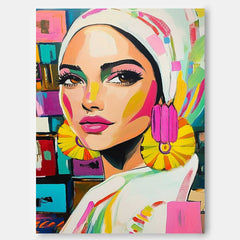 Bright Colors Original Texture Girl Wall Art Abstract Frail Oil Painting On Canvas Lady Modern Artwork