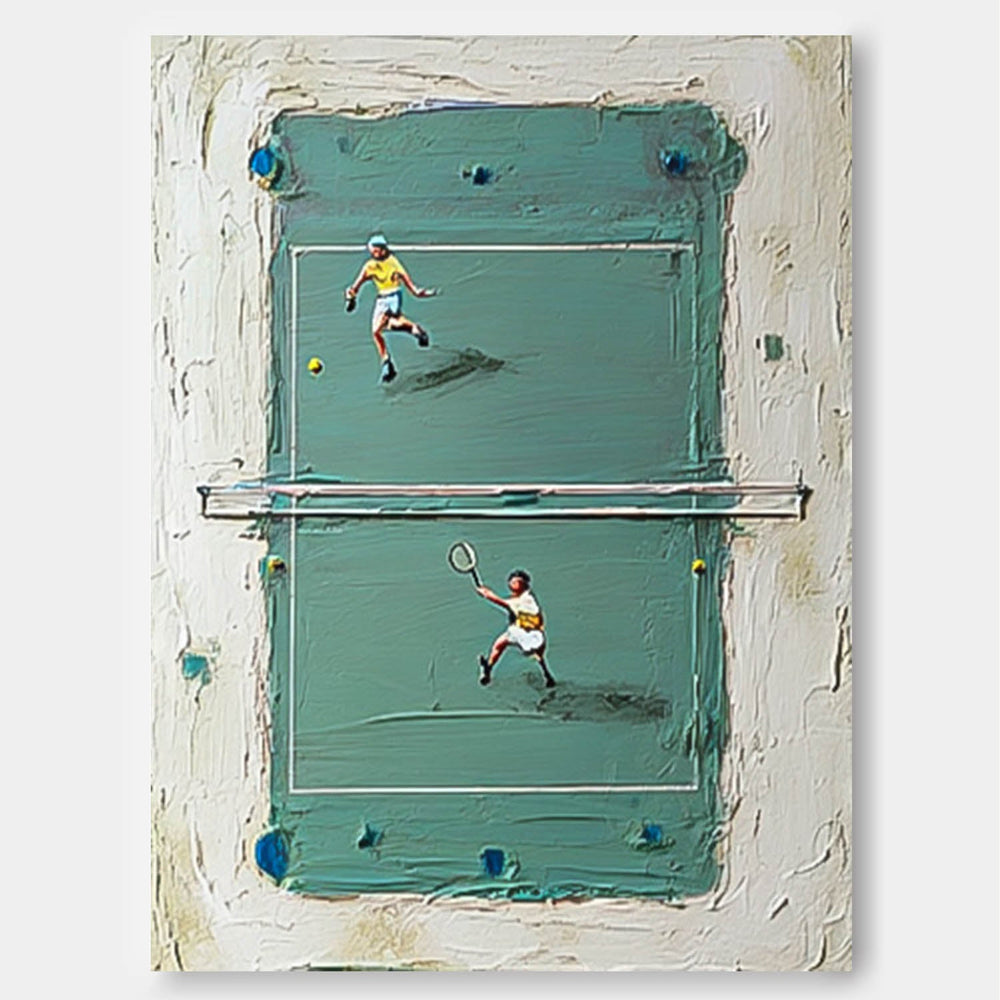 Original Green Tennis Court Oil Painting  Large Tennis Wall Art Tennis Lovers Gifts Sports Decor