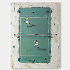Original Green Tennis Court Oil Painting  Large Tennis Wall Art Tennis Lovers Gifts Sports Decor