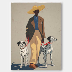 Handpainted Original Oil Painting Vintage Style Person With Dalmatians Unique Wall Art Decor for Dog Lovers