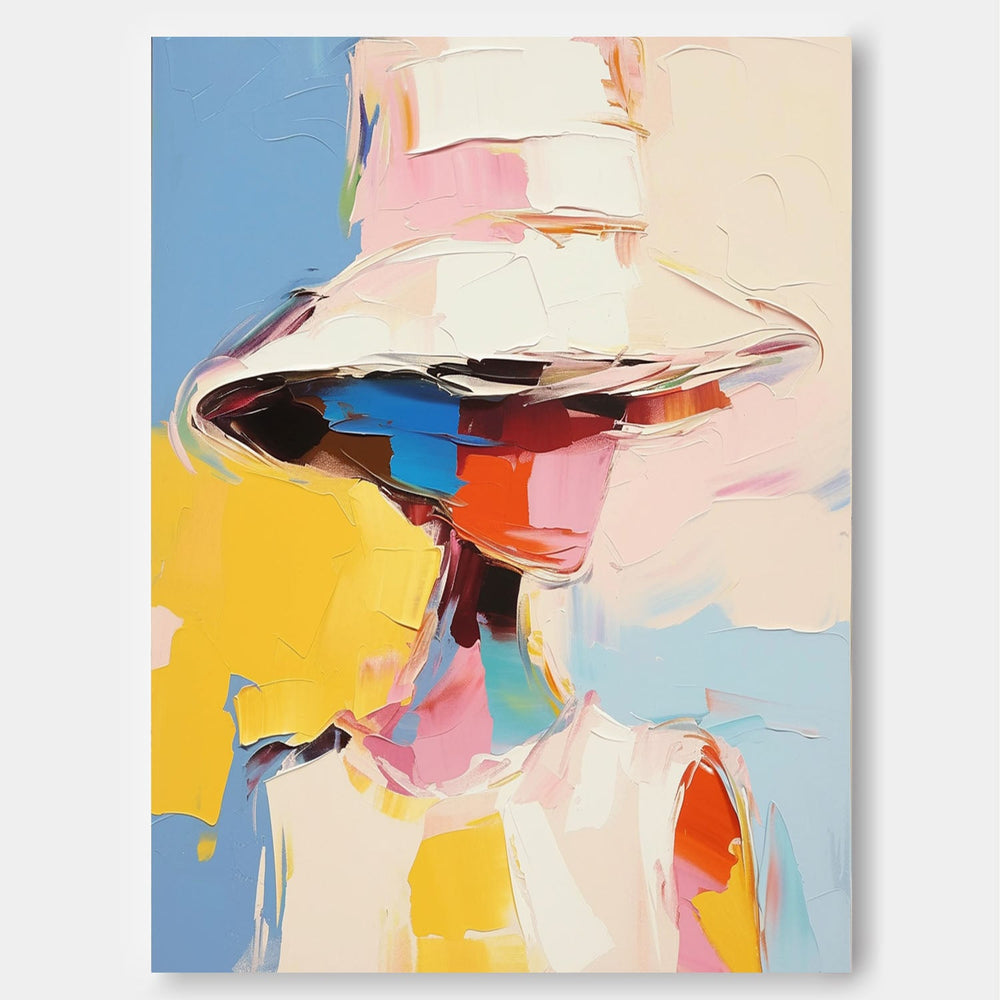 Bright Colors Texture Portrait Large Face Figurative Wall Art Original Painting Canvas For Living Room