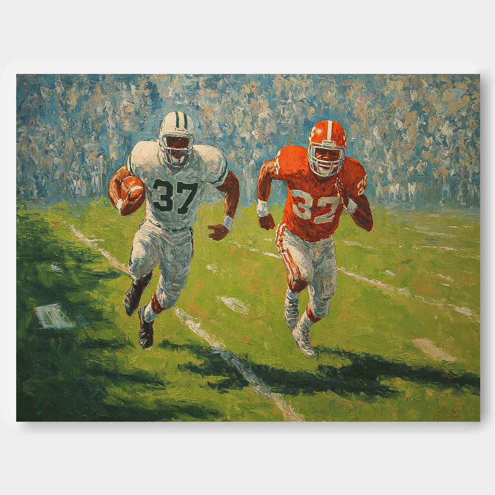 Original Rugby Canvas Wall Art Large Green 3D Texture Oil Painting Custom Work Gift  For Living Room