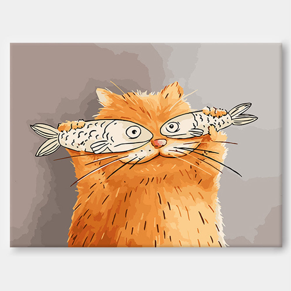 Modern Abstract Animal Oil Painting On Canvas Cute Cats Painting Wall Art Living Room Decor