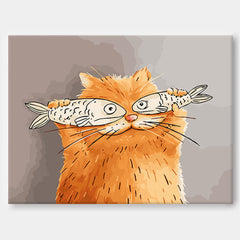 Modern Abstract Animal Oil Painting On Canvas Cute Cats Painting Wall Art Living Room Decor