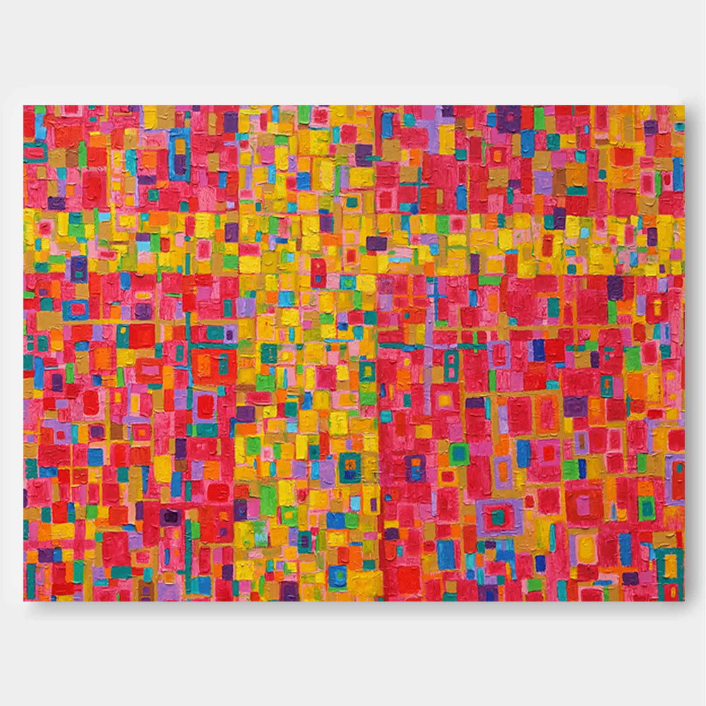 Modern Abstract Geometric Painting Bright Colorful Large Abstract Oil Painting Original Wall Art Home Decoration