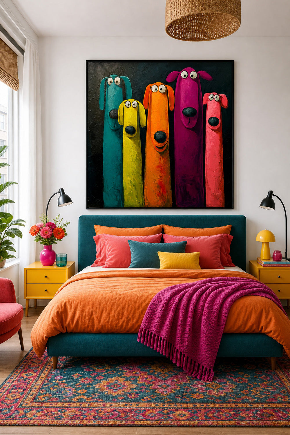 Funny Dog Art Print Bright Colors Unique Gift For Dog Lovers Home