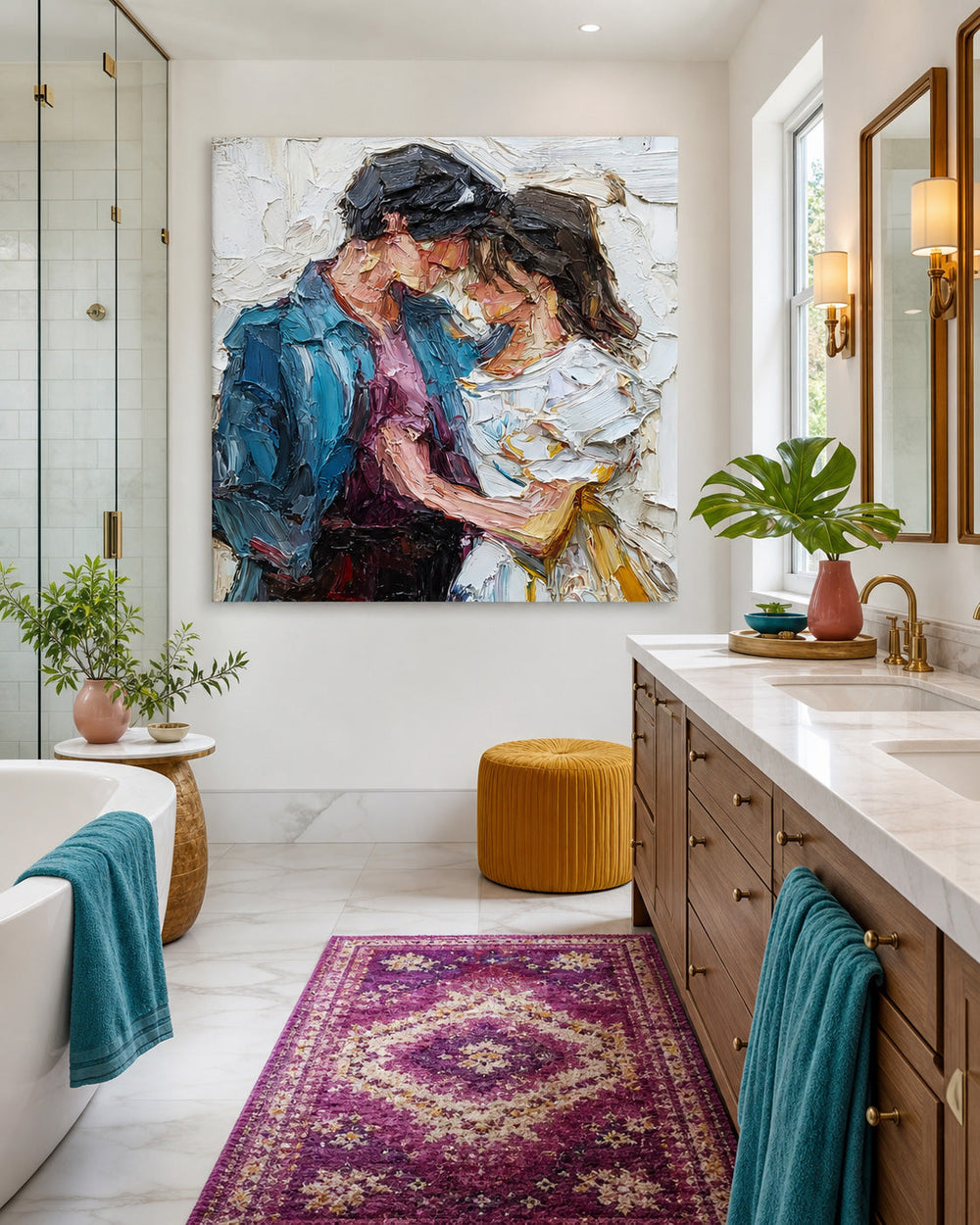 Expressive Figure Painting With Thick Impasto Strokes For Modern Living Room Wall Art