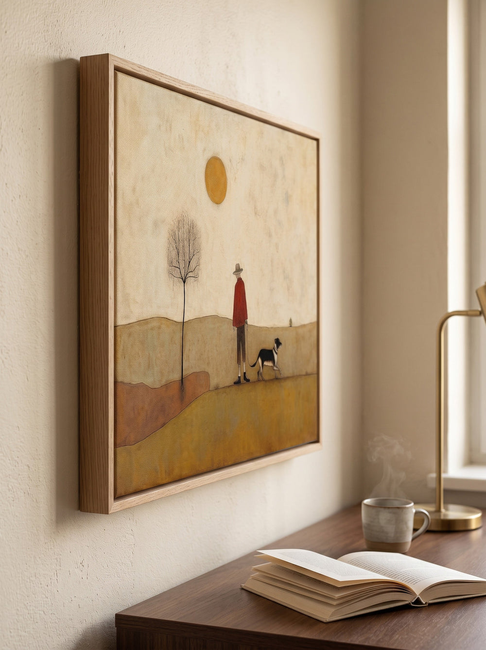 Warm Earthy Tone Canvas Art For Serene Living Room And Reading Nook
