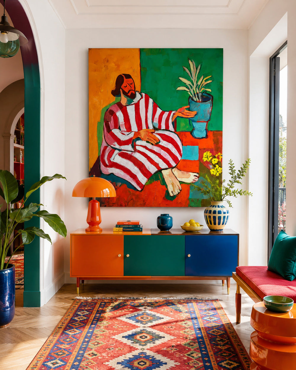 Hand Painted Expressive Figure Art With Textured Brushstrokes In Modern Abstract Style For Interior Design