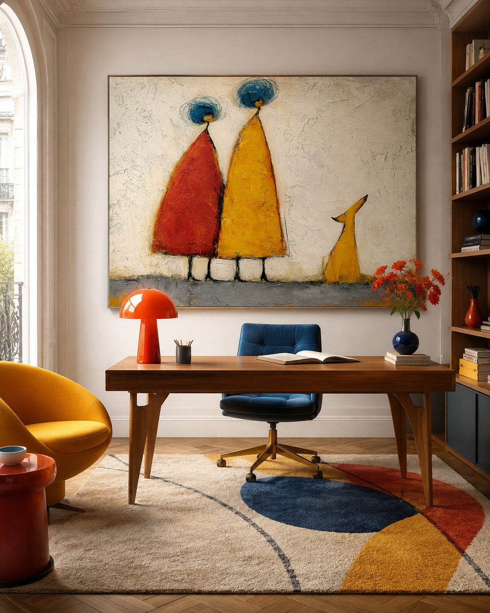 Minimalist Textured Canvas Art Colorful Abstract Figures For Contemporary Home Interior