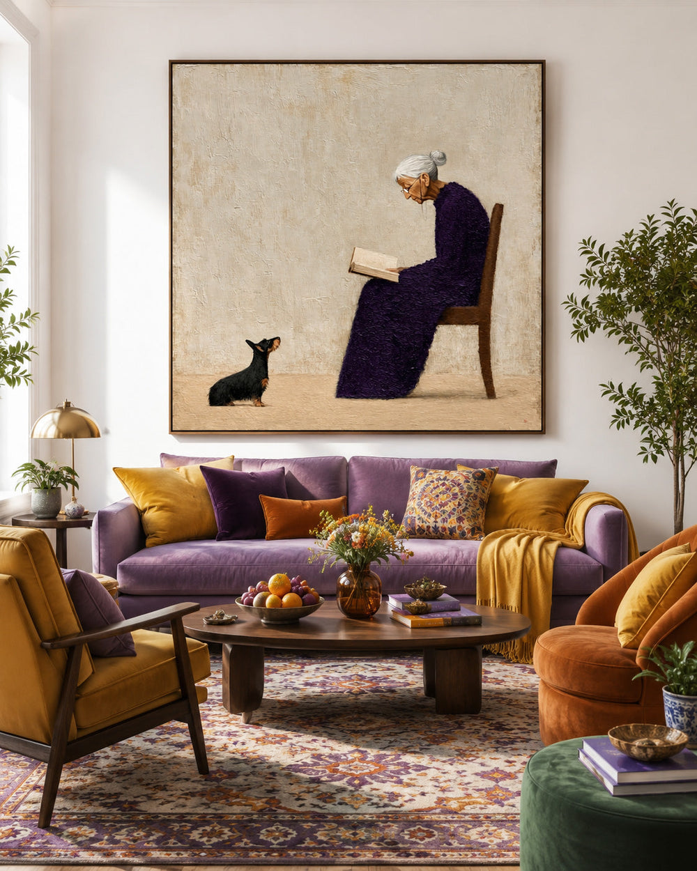 Square Canvas Art With Textured Brushwork For Modern Organic Interiors