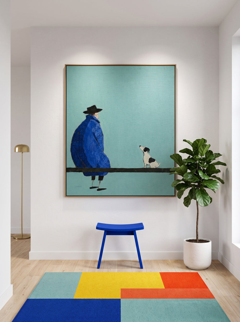 Unique Teal And Blue Wall Art For Living Room And Lounge With Retro Minimalist Feel